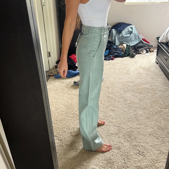 Zara baby blue faux leather pant - Picture 3 of 8